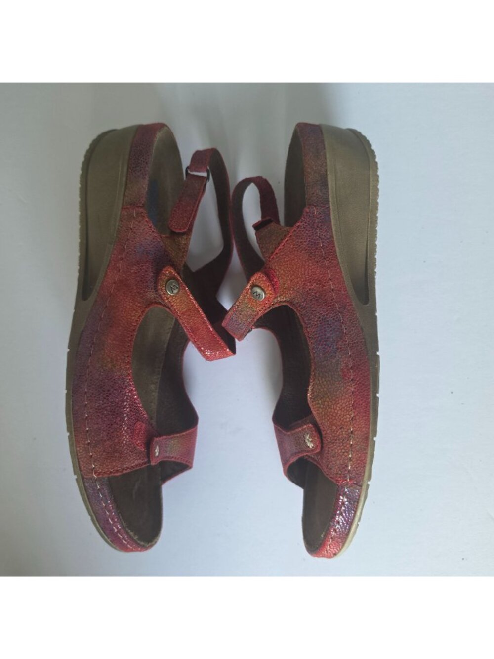 Wolky Comfort Travel Red Leather Adjustable Walking Sandals. Size US 11.5-12 - Picture 3 of 8
